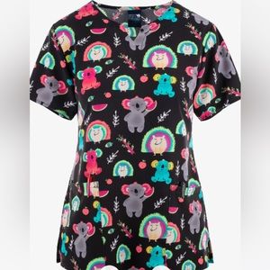 Animal printed scrub top